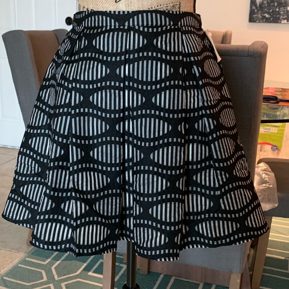 Black and white pleated flare skirt!!!😍
